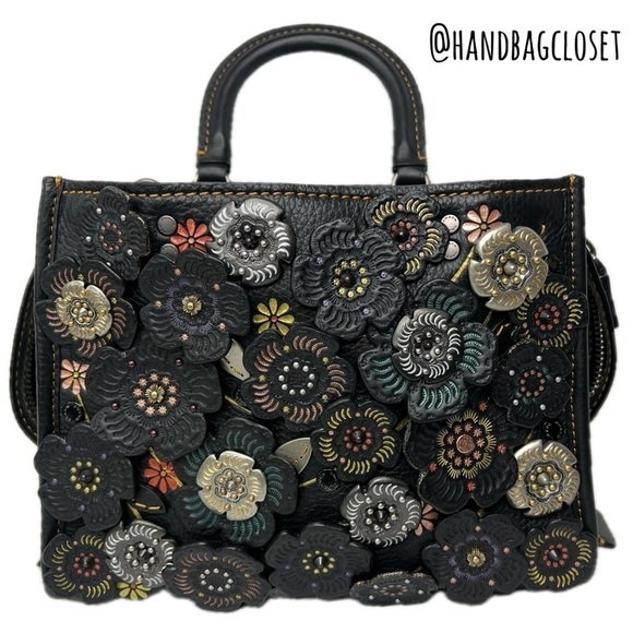 Coach Handbags - COACH 1941 TOOLED TEA ROSE TEAROSE WILLOW METAL AND LEATHER ROGUE 25 RARE BAG